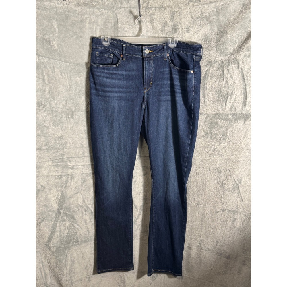 Levi Strauss Signature Mid Rise Straight Leg Dark Wash Jeans Women Size 16